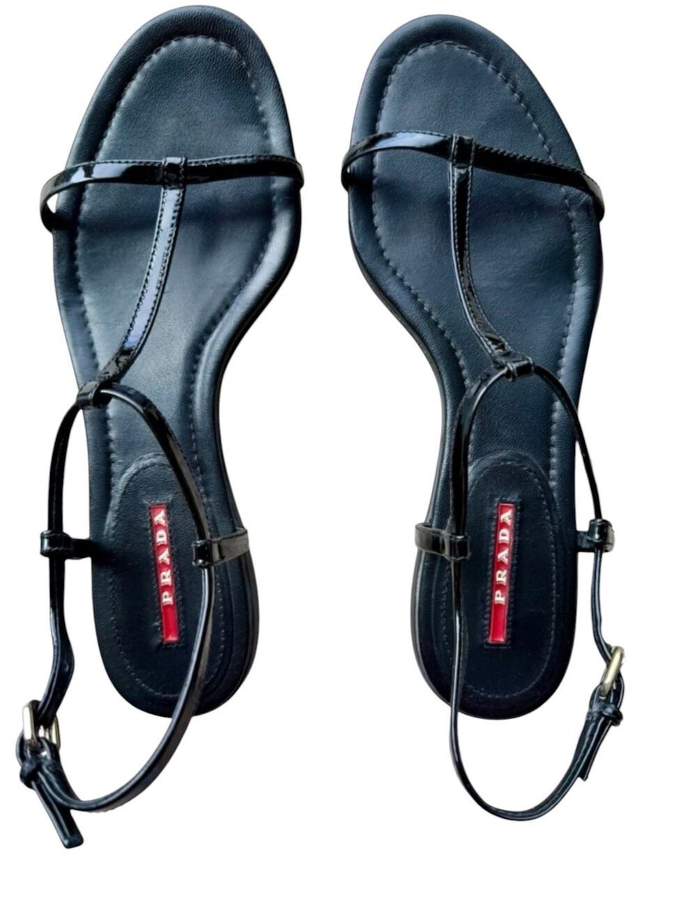 Auth PRADA Sport Sandal Black patent leather in Box + duster bag women’s 39 8.5